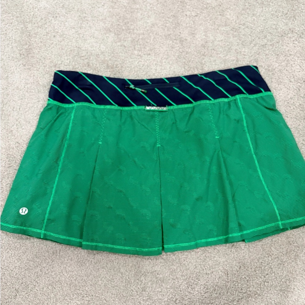lululemon athletica Green and Navy Striped Athletic Shorts